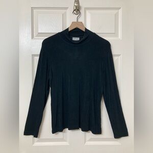 Chico’s Travelers 2 Women’s Slinky Black Funnel Neck Shirt Size Large Minimalist